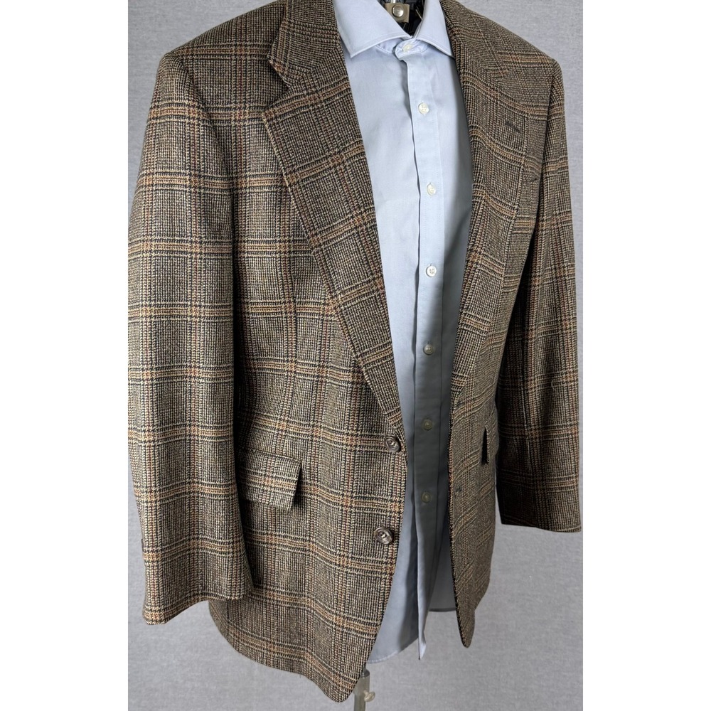 Jos A Bank Executive Collection Gordon Plaid Wool Blazer Sport Coat 40R Brown